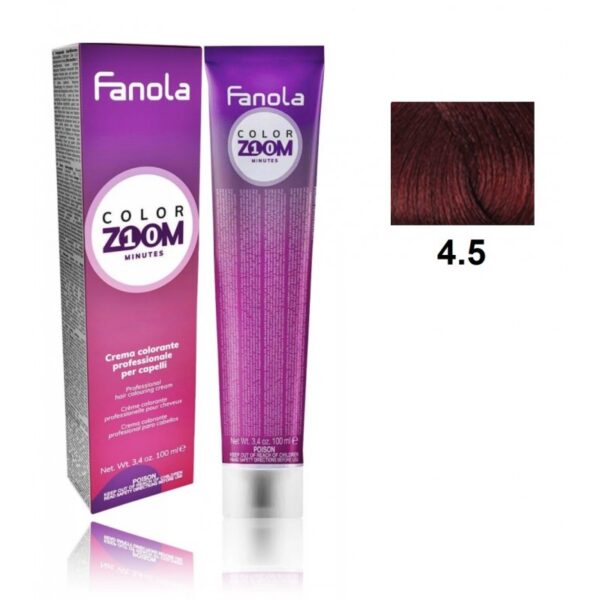 Крем-краска для волоc Fanola Color Zoom быстрого действия (10 мин.), оттенок 4.5