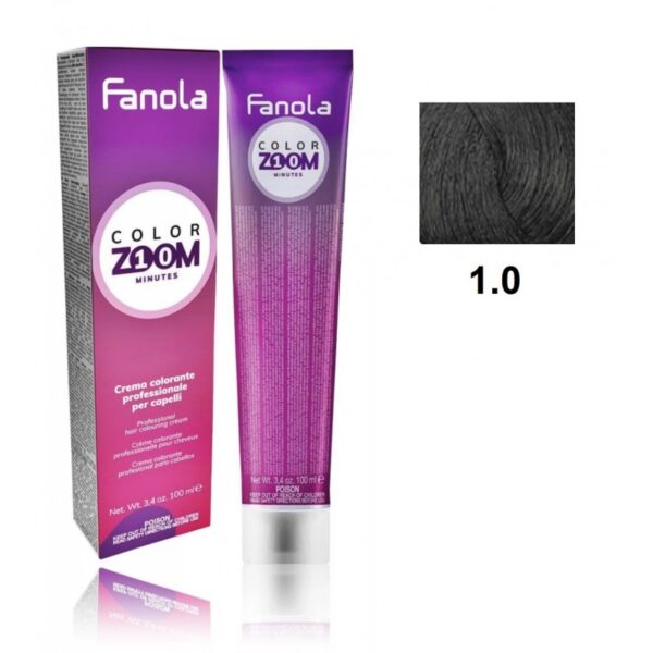 Крем-краска для волоc Fanola Color Zoom быстрого действия (10 мин.), оттенок 1.0