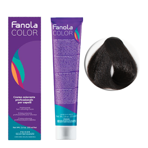 Крем-краска для волос Fanola Color, тон 4.00, брюнет интенсивно-натуральный, 100 Мл