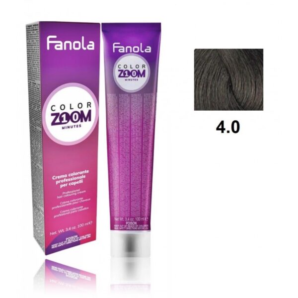 Крем-краска для волоc Fanola Color Zoom быстрого действия (10 мин.), оттенок 4.0