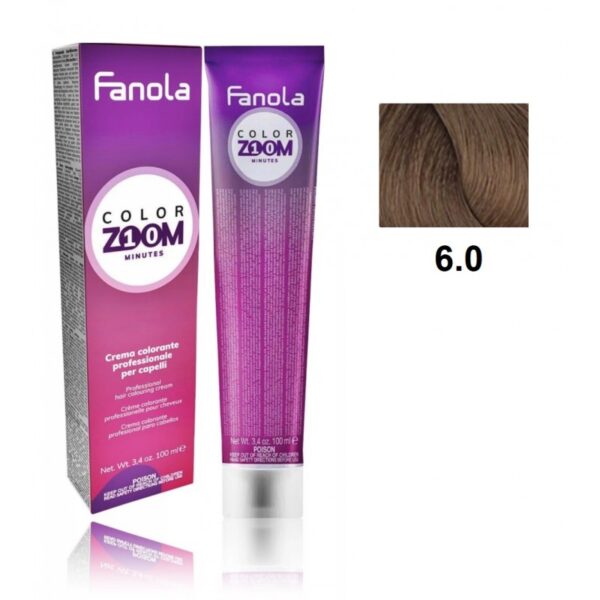 Крем-краска для волоc Fanola Color Zoom быстрого действия (10 мин.), оттенок 6.0