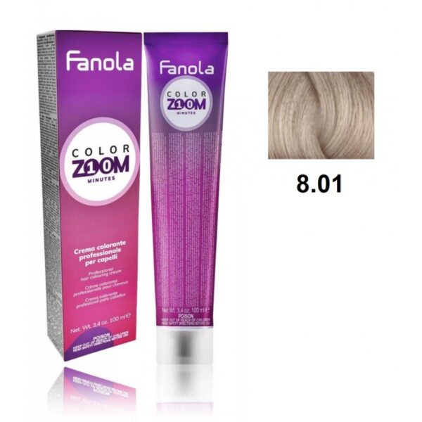 Крем-краска для волоc Fanola Color Zoom быстрого действия (10 мин.), оттенок 8.01